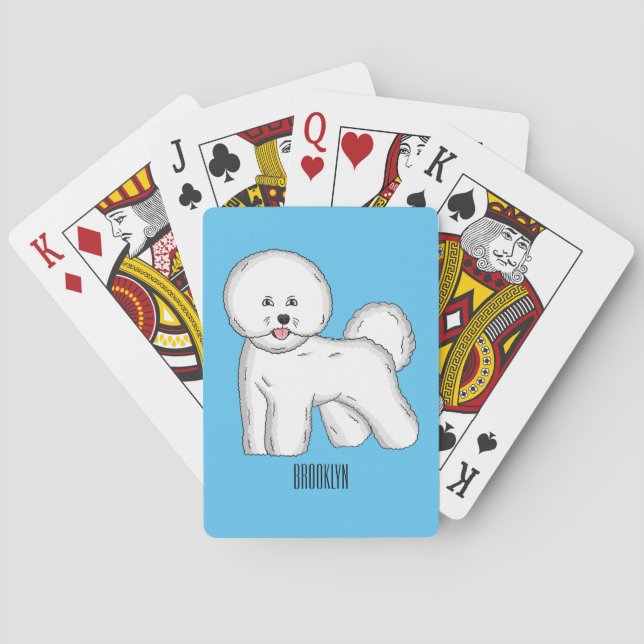 Bichon frise dog cartoon illustration poker cards (Back)