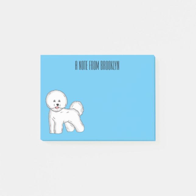 Bichon frise dog cartoon illustration post-it notes (Front)