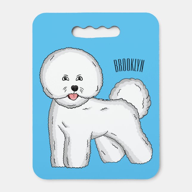 Bichon frise dog cartoon illustration seat cushion (Front Vertical)