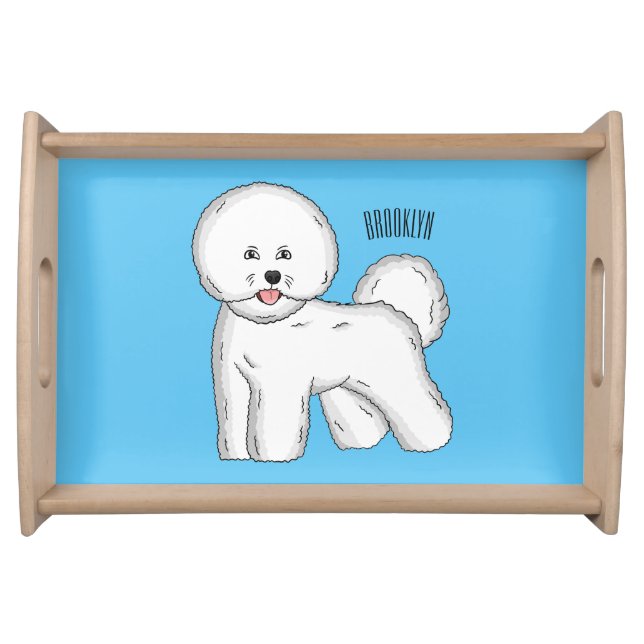 Bichon frise dog cartoon illustration serving tray (Front)