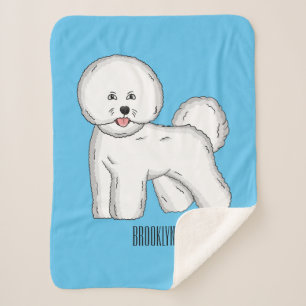 Bichon frise dog cartoon illustration  sherpa blanket