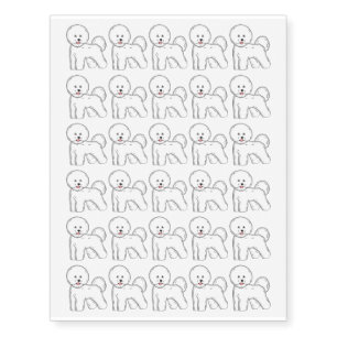 Bichon frise dog cartoon illustration temporary tattoos