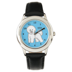 Bichon frise dog cartoon illustration watch