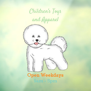 Bichon frise dog cartoon illustration  window cling