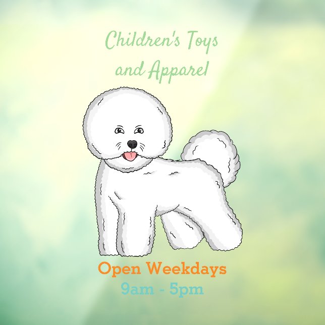 Bichon frise dog cartoon illustration  window cling (Sheet 3)