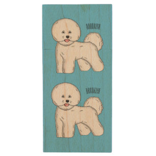 Bichon frise dog cartoon illustration  wood flash drive