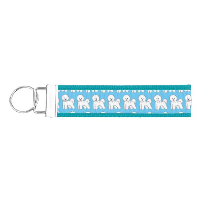 Bichon frise dog cartoon illustration  wrist keychain (Keys on Left)