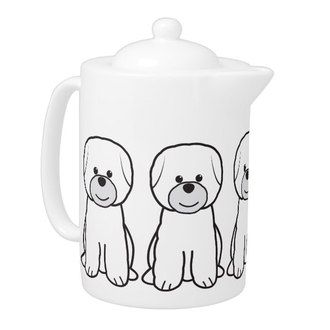 Bichon Frise Dog Cartoon Teapot (Left)