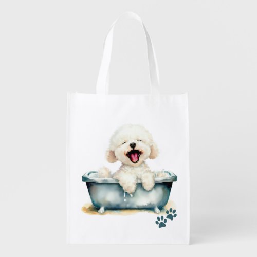 Bichon Frise Dog Grocery Bag