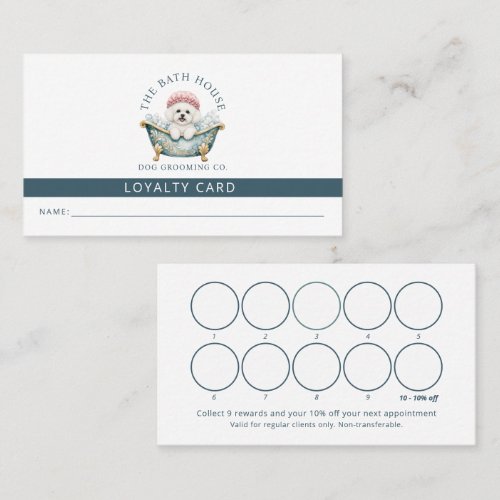 Bichon Frise Dog Groomer Business Loyalty Card