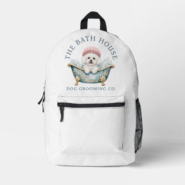 Bichon Frise Dog Grooming Backpack | White (Front)