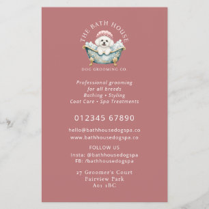 Bichon Frise Dog Grooming Flyer - Pink