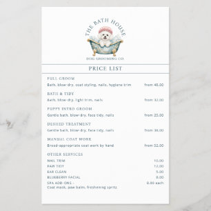 Bichon Frise Dog Grooming Price List Flyer White