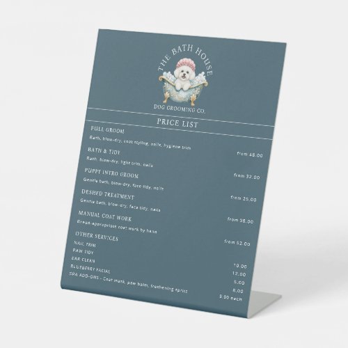 Bichon Frise Dog Grooming Price List Sign