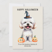 Bichon Frise Dog Happy Halloween Holiday Card (Front)
