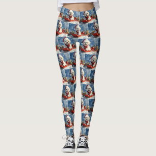 Bichon Frise Dog in Sledge Let it Snow Christmas  Leggings