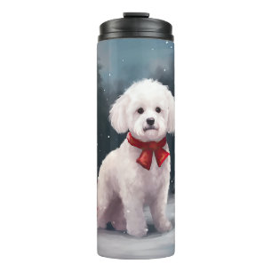 Bichon Frise Dog in Snow Christmas Thermal Tumbler