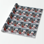 Bichon Frise Dog in Snow Christmas  Wrapping Paper<br><div class="desc">Amidst a winter wonderland,  a playful dog enjoys a snowy Christmas morning,  leaving adorable paw prints in the glistening snow. Their joy and curiosity add warmth to the enchanting holiday scene,  making it truly magical.</div>