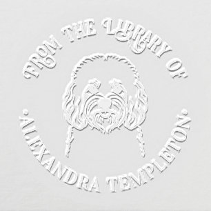 Bichon Frise Dog Line Art Library Book Name Embosser