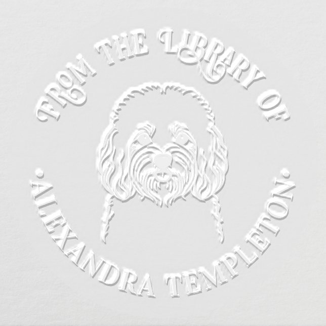 Bichon Frise Dog Line Art Library Book Name Embosser (Design)