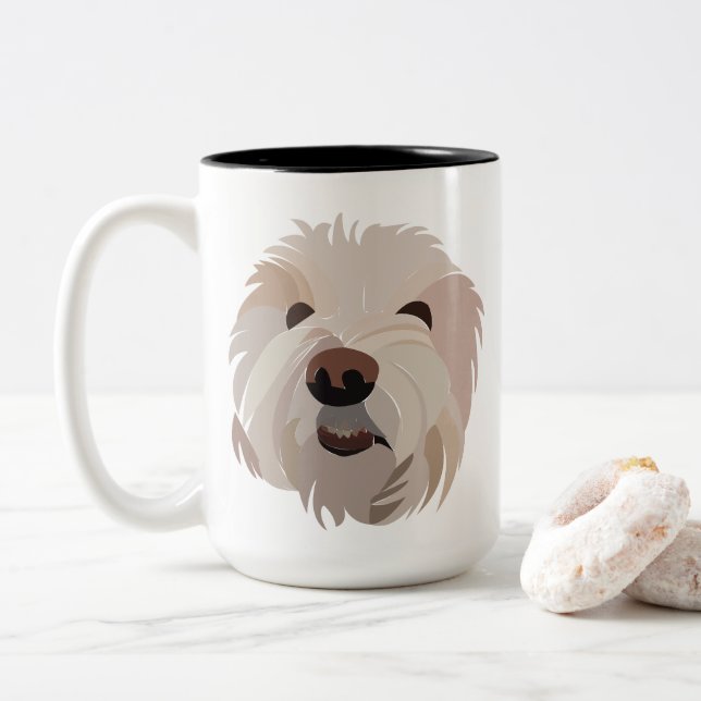 Bichon Frise Dog Lover Bichon Frise Two-Tone Coffee Mug (With Donut)