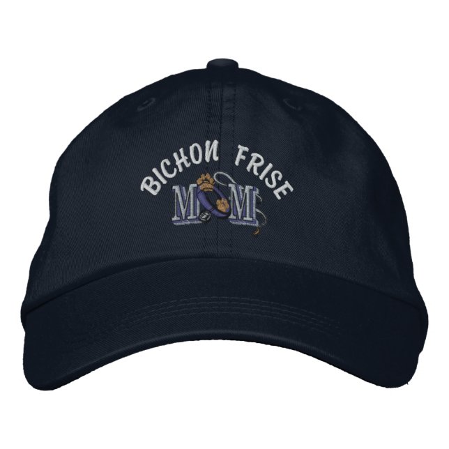 Bichon Frise Dog Mom Embroidered Baseball Cap (Front)