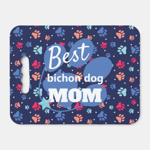 Bichon Frise Dog MOM Paw Prints  Seat Cushion
