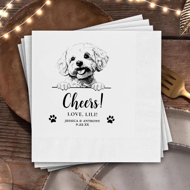 Bichon Frise Dog Personalized Cheers Napkins (Creator Uploaded)