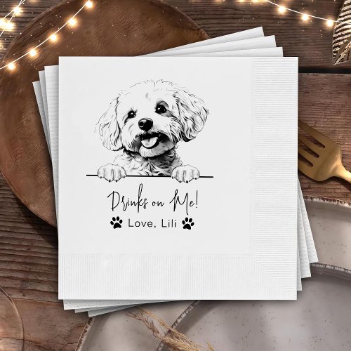 Bichon Frise Dog Personalized Drinks On Me Napkins