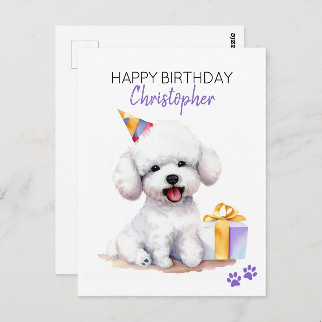 Bichon Frise Dog Personalized Happy Birthday  Postcard (Front/Back)
