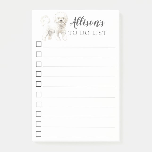 Bichon Frise Dog Personalized To Do List Post-it Notes (Front)