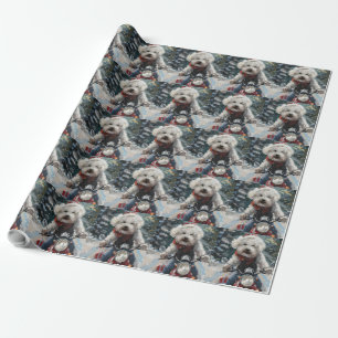 Bichon Frise Dog Riding Motorcycle Christmas Wrapping Paper