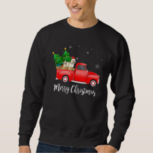 Bichon Frise Dog Riding Red Truck Christmas Sweatshirt