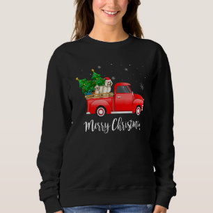 Bichon Frise Dog Riding Red Truck Christmas Sweatshirt