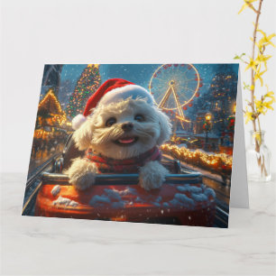 Bichon Frise Dog Roller Coaster Christmas Card