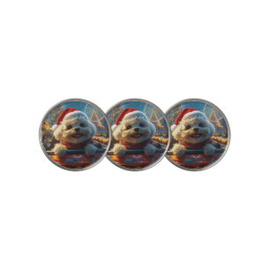 Bichon Frise Dog Roller Coaster Christmas Golf Ball Marker