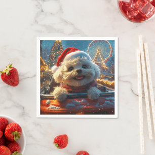 Bichon Frise Dog Roller Coaster Christmas Napkins