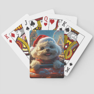 Bichon Frise Dog Roller Coaster Christmas Poker Cards