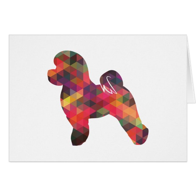 Bichon Frise Dog Silhouette Geo Pattern Multi Card (Front Horizontal)