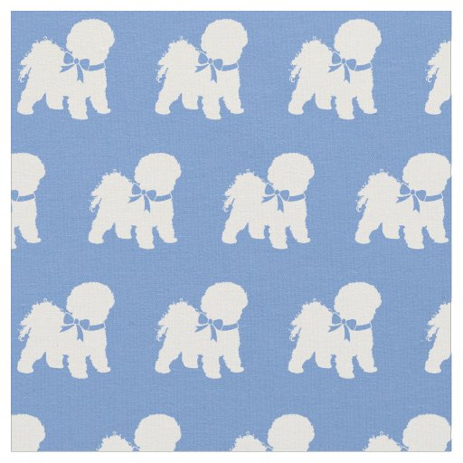 Bichon Frise Dog Silhouette Pet Light Blue Fabric