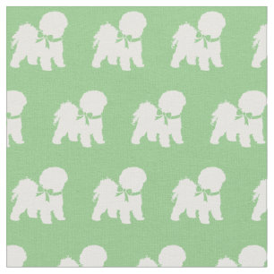 Bichon Frise Dog Silhouette Pet Sage Green Fabric