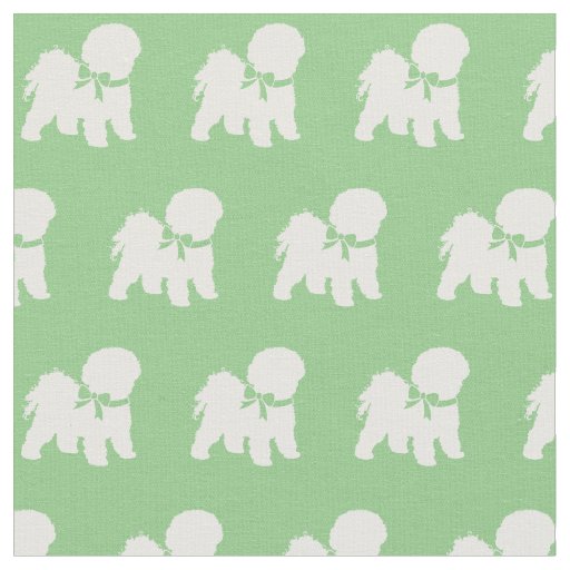 Bichon Frise Dog Silhouette Pet Sage Green Fabric