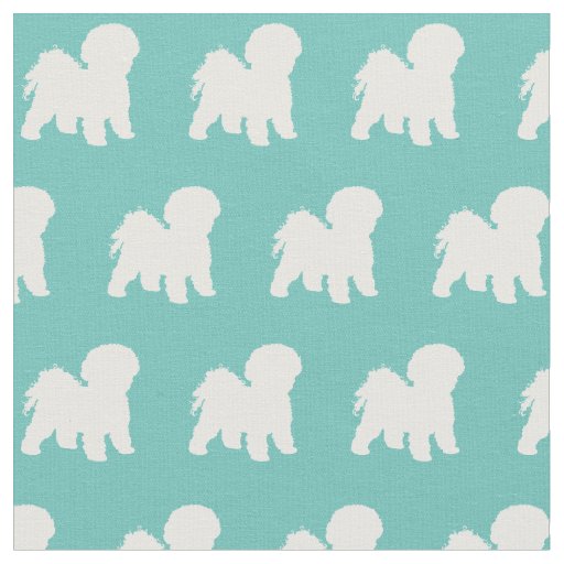 Bichon Frise Dog Silhouette Pet Teal Fabric
