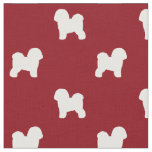 Bichon Frise Dog Silhouettes Pattern Red and White Fabric