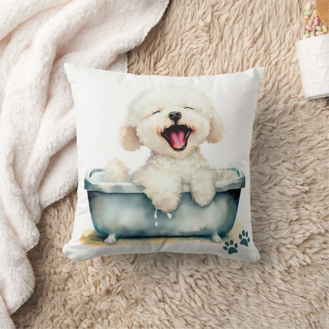Bichon Frise Dog Throw Pillow (Blanket)