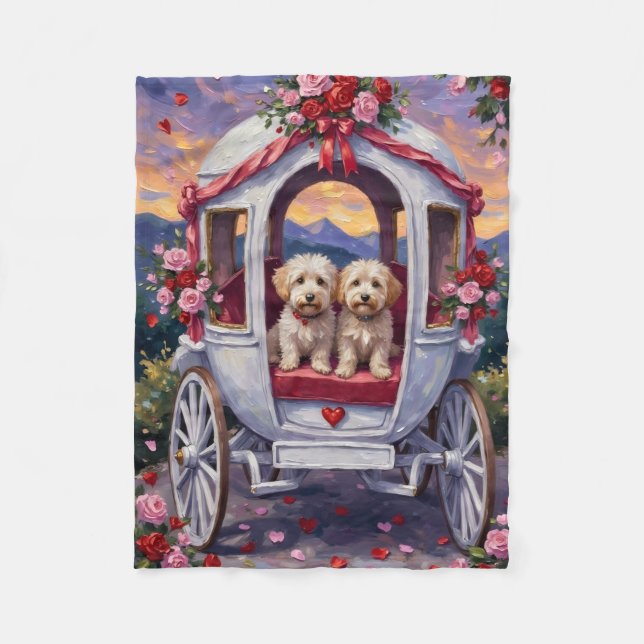 Bichon Frise Dog Valentine's Day Fleece Blanket (Front)