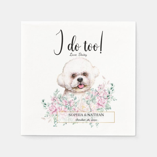 Bichon Frise Dog Wedding Cocktail Napkins (Front)
