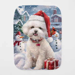 Bichon Frise Dog Winter Wonderland Christmas Joy Baby Burp Cloth