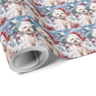 Bichon Frise Dog Winter Wonderland Christmas Joy Wrapping Paper