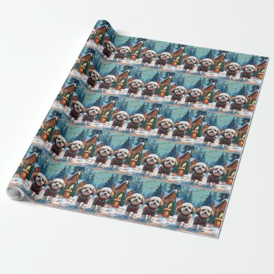 Bichon Frise Dogs Christmas Snow Holiday Wrapping Paper